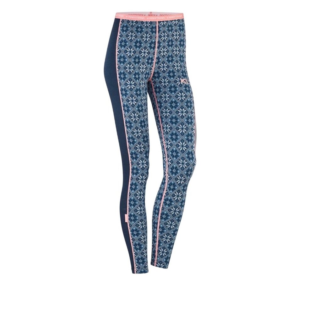 Kari Traa Navy & Pink Rose Wool Leggings